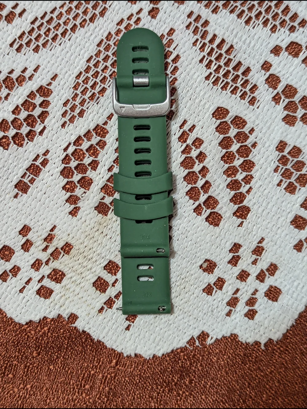 Women's XDL Green Silicone Watch Band with Silver Buckle-20 mm